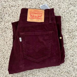 Levis Corduroy 5 pocket pants 30x30 Maroon / Burgundy Slim Fit